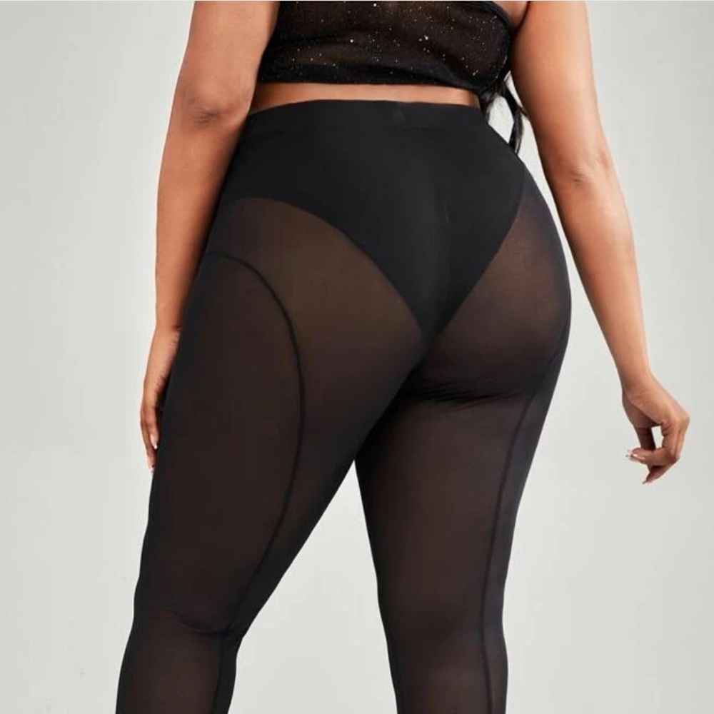 Stretchy Black See Through Leggings Without Panty